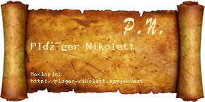 Pláger Nikolett névjegykártya